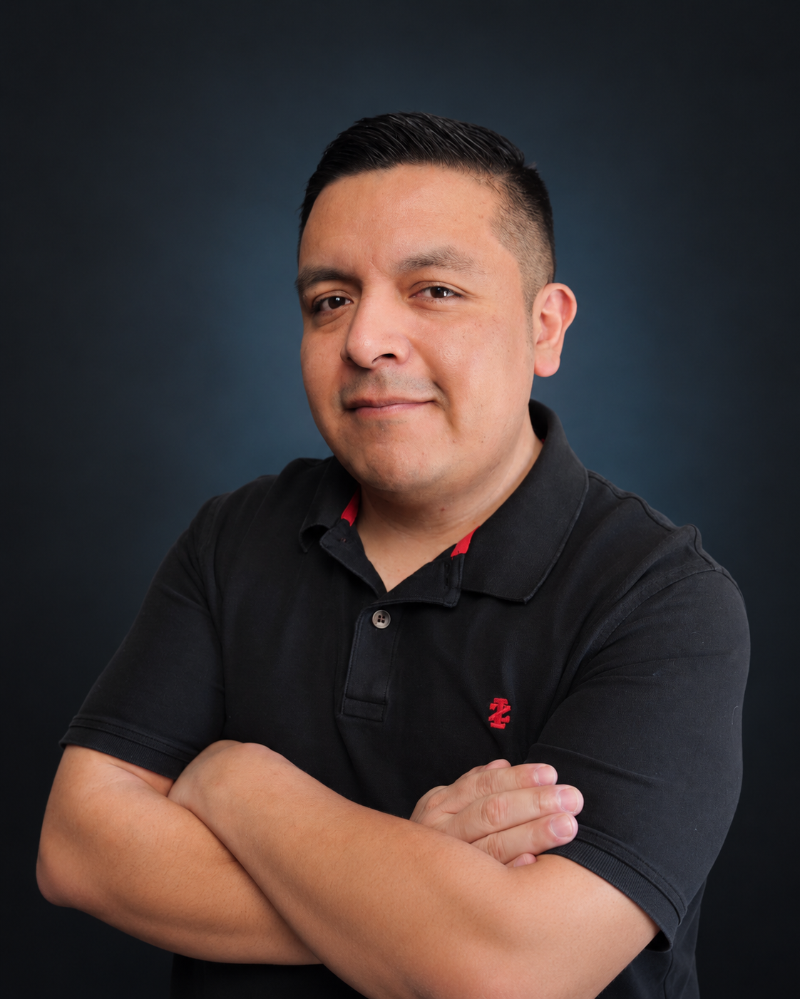 Jesse Sanchez, creator of Ultratec, with his arms folded